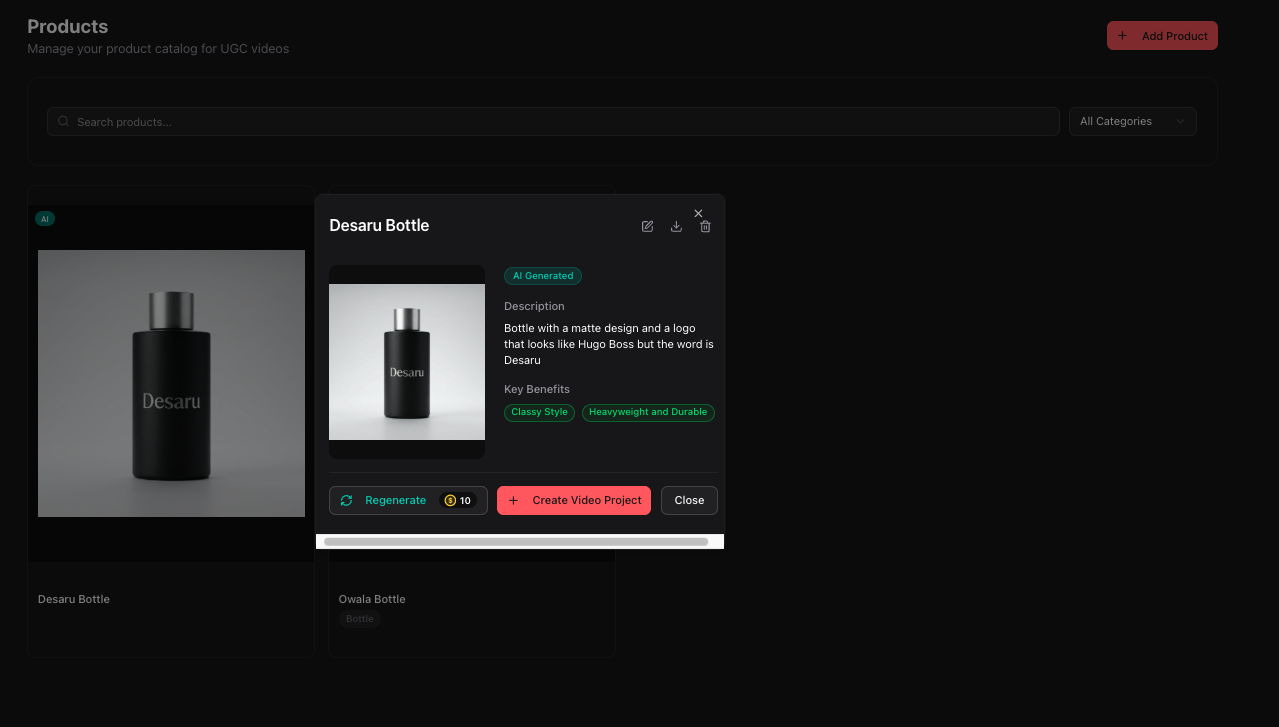 AINIO product page showing the Desaru Bottle