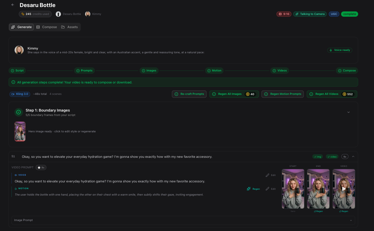 AINIO project page with generated scenes